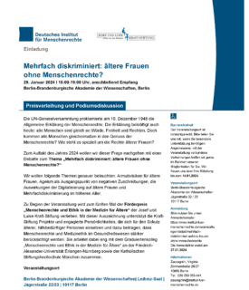 Zum Artikel "Einladung zum Festakt zur Verleihung des Förderpreises „Menschenrechte und Ethik in der Medizin für Ältere“"