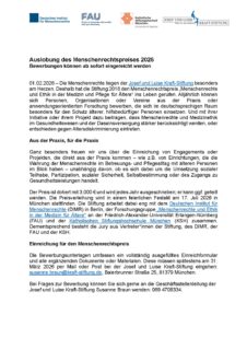 Zum Artikel "Preis „Menschenrechte und Ethik in der Medizin für Ältere“ 2026"